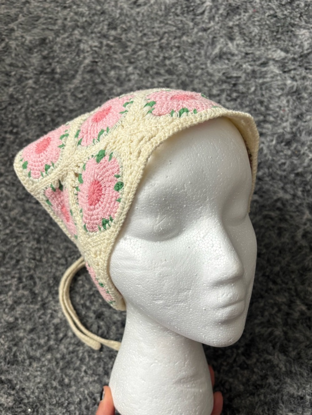 Cream and Pink Crochet Floral headband - Women Accessories